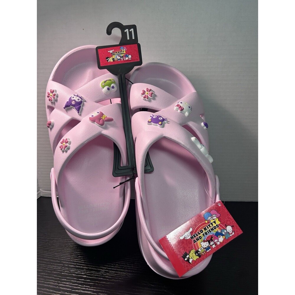 Hello Kitty & Friends Pink Platform Sandals Slides Charms Kawaii Women's 11 NWT